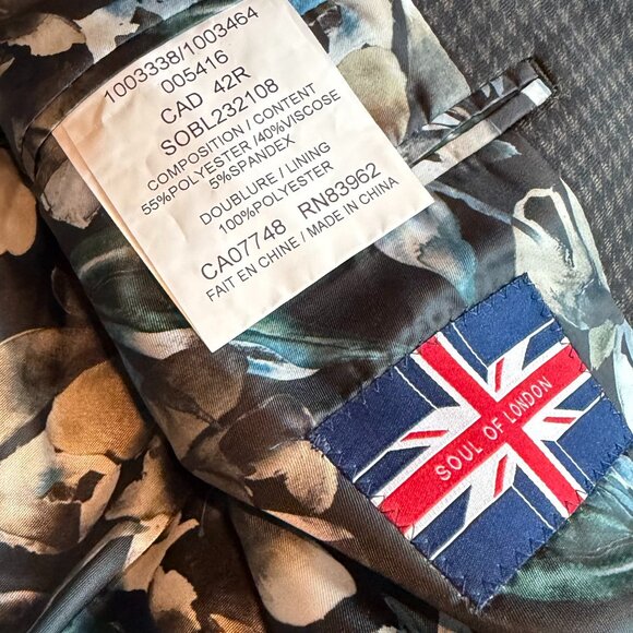 Soul of London Houndstooth Button-Down Blazer Jacket Sport Coat Size 42R Men's - Picture 12 of 13